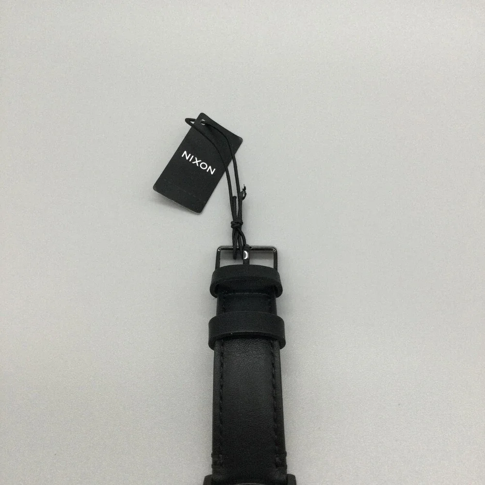 Nixon Bring It The Porter Mens Watch 40mm Black Dial Black Leather Strap 50M